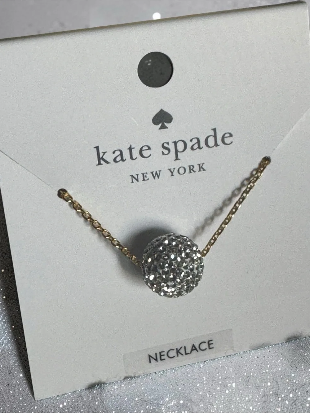 kate spade New York Gold Chain Necklace with Silver Pave Pendant NEW